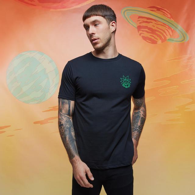 Rick and Morty Get Schwifty Rick Embroidered T-Shirt - Black - XXL on Productcaster.