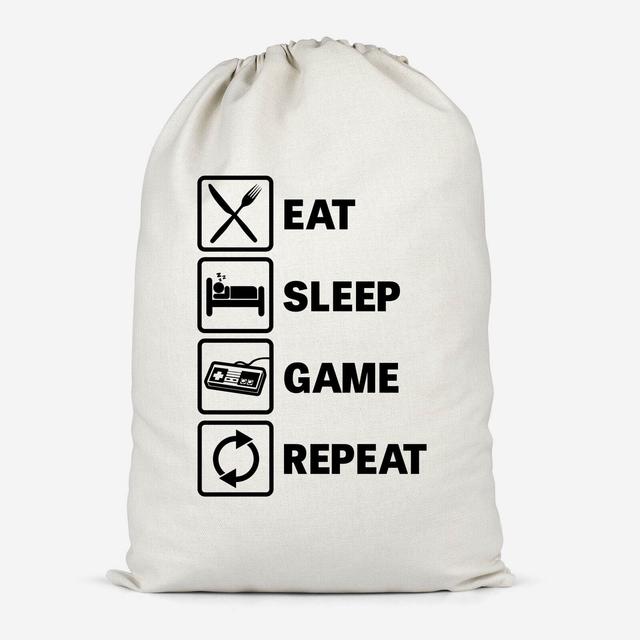 Eat Sleep Game Repeat Cotton Storage Bag - Groß on Productcaster.