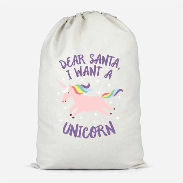 Dear Santa, I Want A Unicorn Cotton Storage Bag - Klein on Productcaster.