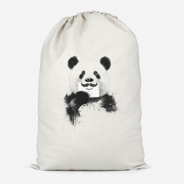 Moustache And Panda Cotton Storage Bag - Large on Productcaster.