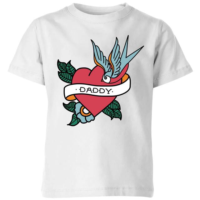 Daddy Heart Kids' T-Shirt - White - 7-8 Jahre - Weiß on Productcaster.