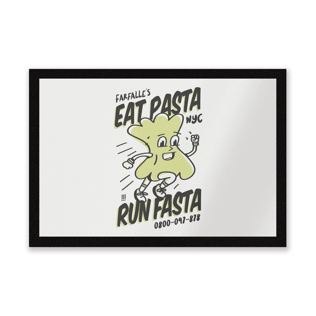 EAT PASTA RUN FASTA Entrance Mat on Productcaster.