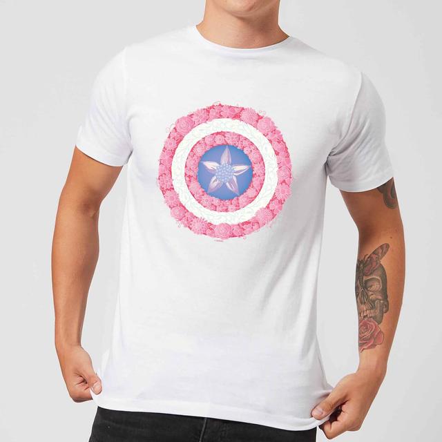 Marvel Captain America Flower Shield Men's T-Shirt - White - L on Productcaster.