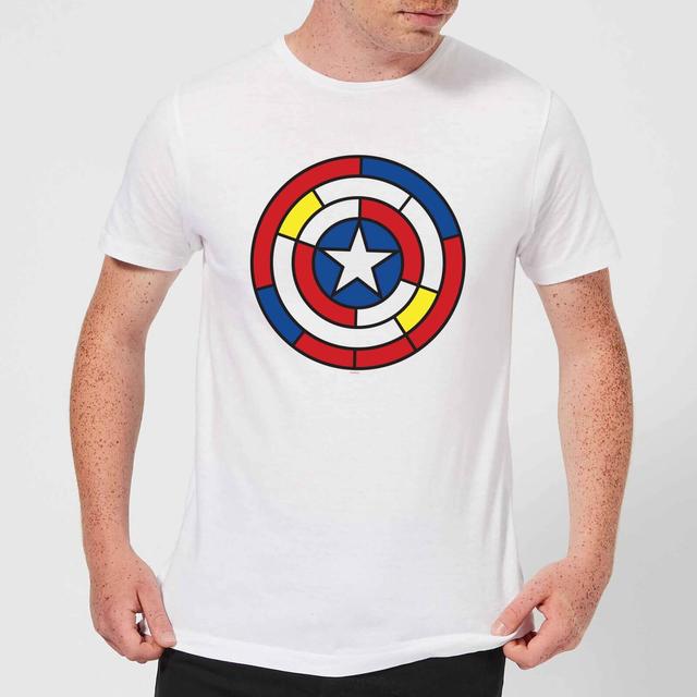 Marvel Captain America Stained Glass Shield Men's T-Shirt - White - XXL on Productcaster.