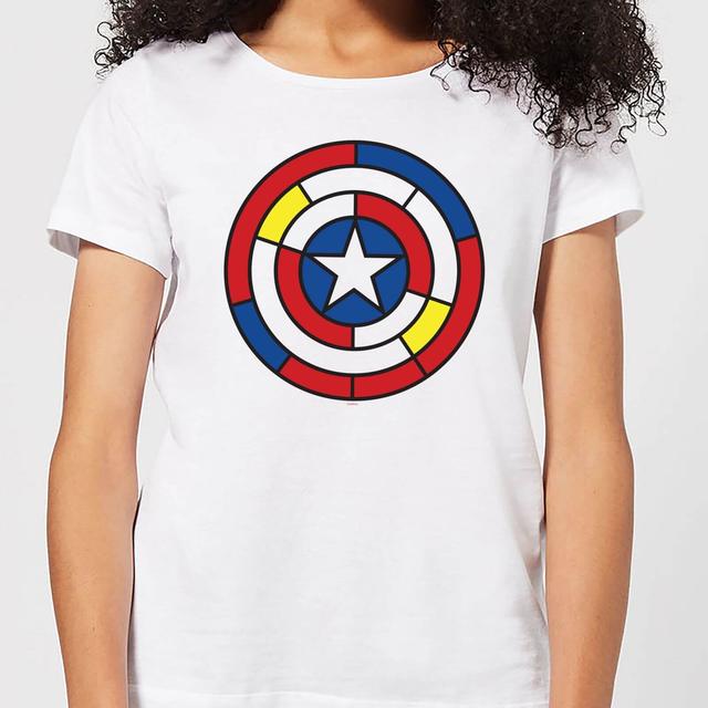 T-Shirt Marvel Captain America Stained Glass Shield - Bianco - Donna - L on Productcaster.