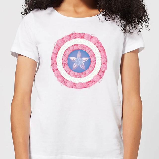 Camiseta Capitán América Flower Shield para mujer de Marvel - Blanco - L on Productcaster.