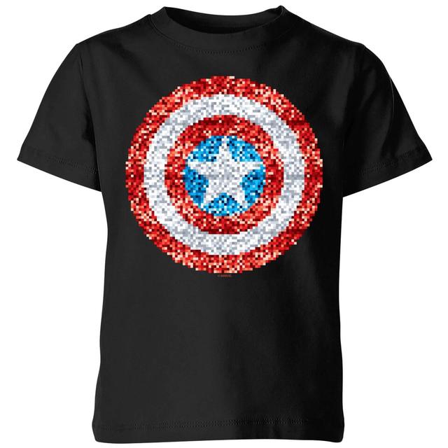 Marvel Captain America Pixelated Shield Kids' T-Shirt - Black - 11-12 år on Productcaster.