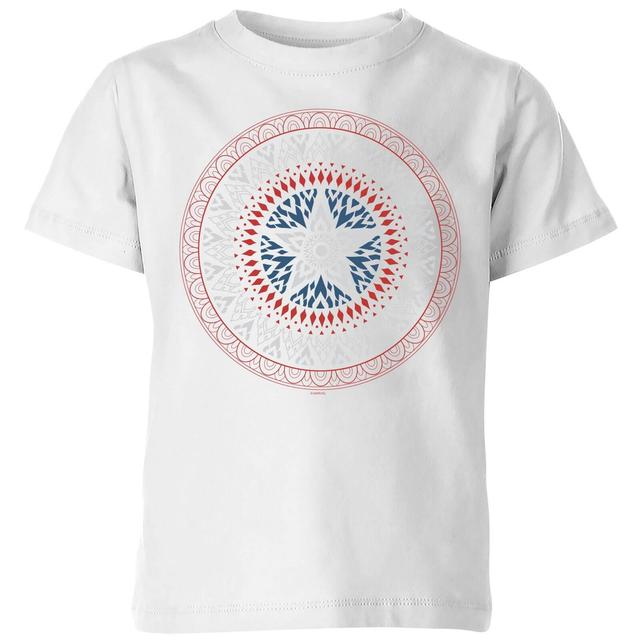 Marvel Captain America Oriental Shield Kids' T-Shirt - White - 7-8 Jahre on Productcaster.