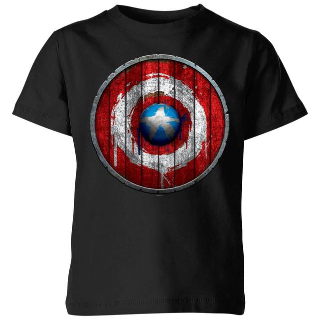 Marvel Captain America Wooden Shield Kids' T-Shirt - Black - 9-10 años on Productcaster.