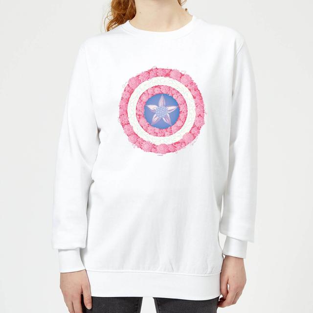 Marvel Captain America Flower Shield Women's Sweatshirt - White - XXL on Productcaster.