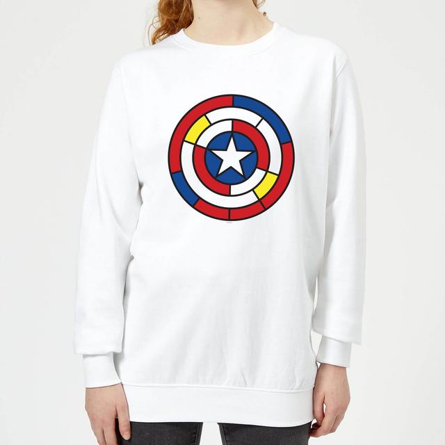 Marvel Captain America Stained Glass Shield Women's Sweatshirt - White - M on Productcaster.