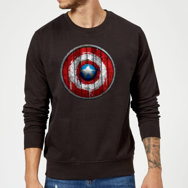 Marvel Captain America Wooden Shield Sweatshirt - Black - XXL on Productcaster.