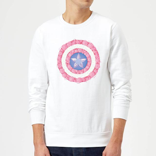 Marvel Captain America Flower Shield Sweatshirt - White - L - Blanco on Productcaster.