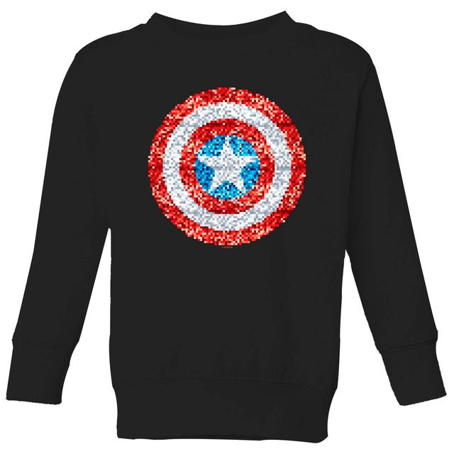 Marvel Captain America Pixelated Shield Kids' Sweatshirt - Black - 7-8 Jahre on Productcaster.