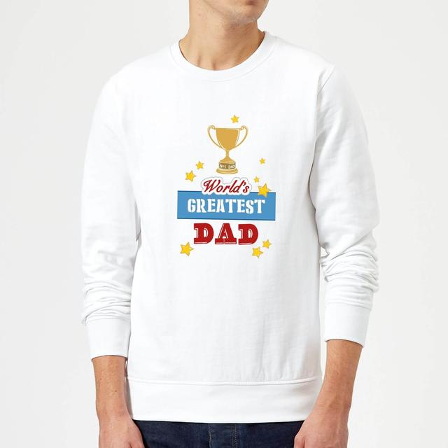 World's Greatest Dad With Trophy Sweatshirt - White - M - Weiß on Productcaster.