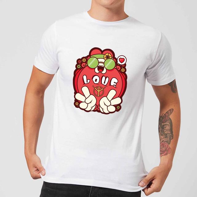 Hippie Love Cartoon Men's T-Shirt - White - S - Weiß on Productcaster.