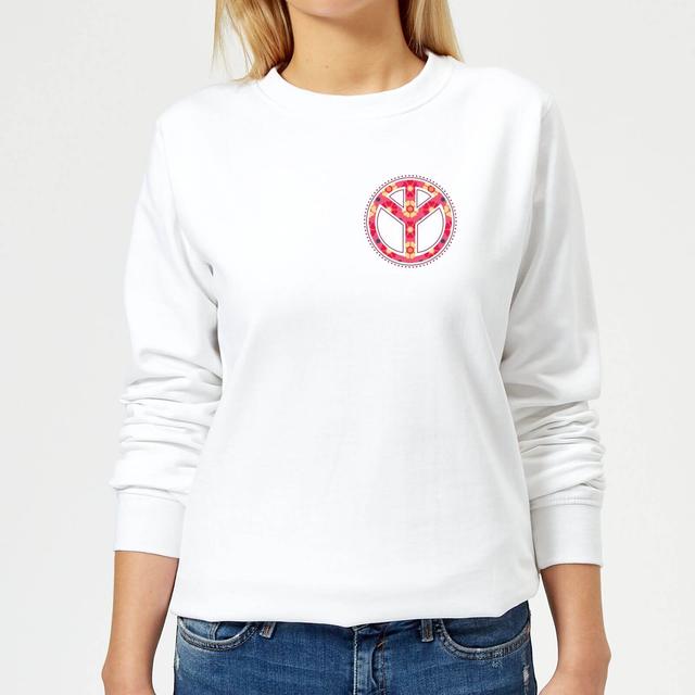 Floral Pattern Peace Symbol Women's Sweatshirt - White - XL - Weiß on Productcaster.