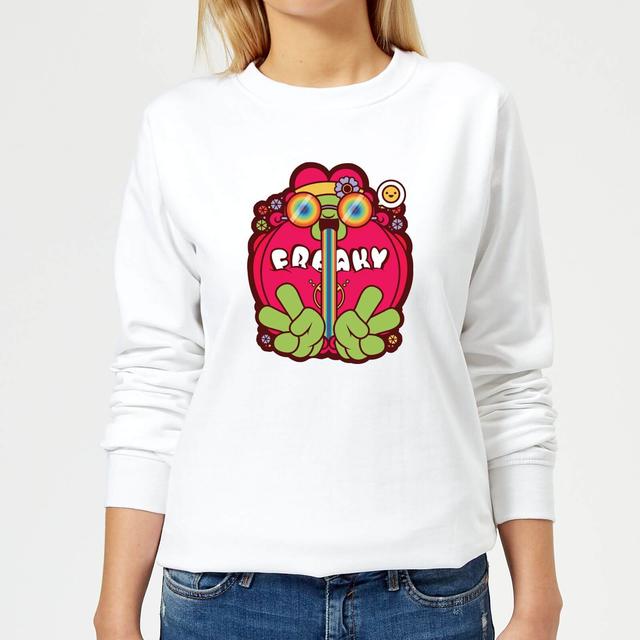 Hippie Psychedelic Cartoon Women's Sweatshirt - White - M on Productcaster.