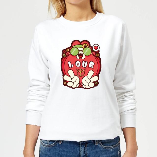 Hippie Love Cartoon Women's Sweatshirt - White - XL - Weiß on Productcaster.