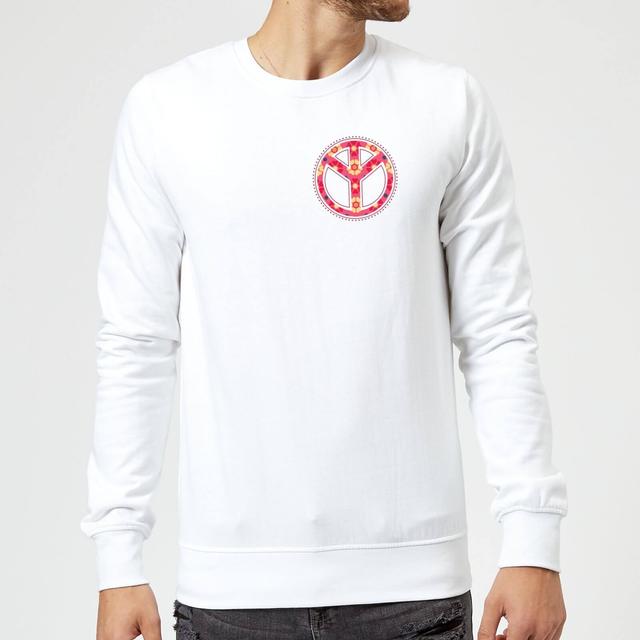 Floral Pattern Peace Symbol Sweatshirt - White - XXL - Weiß on Productcaster.