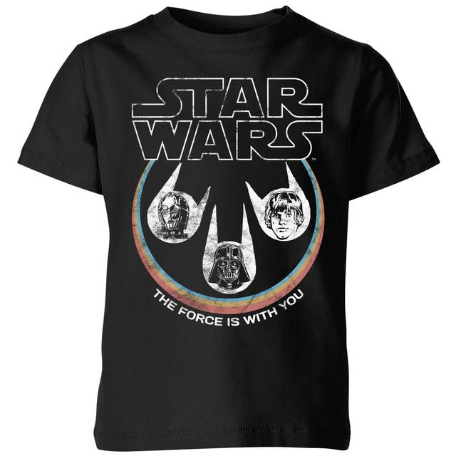 Star Wars The Force Is With You Retro Heads Kinder T-Shirt - Schwarz - 7-8 Jahre on Productcaster.