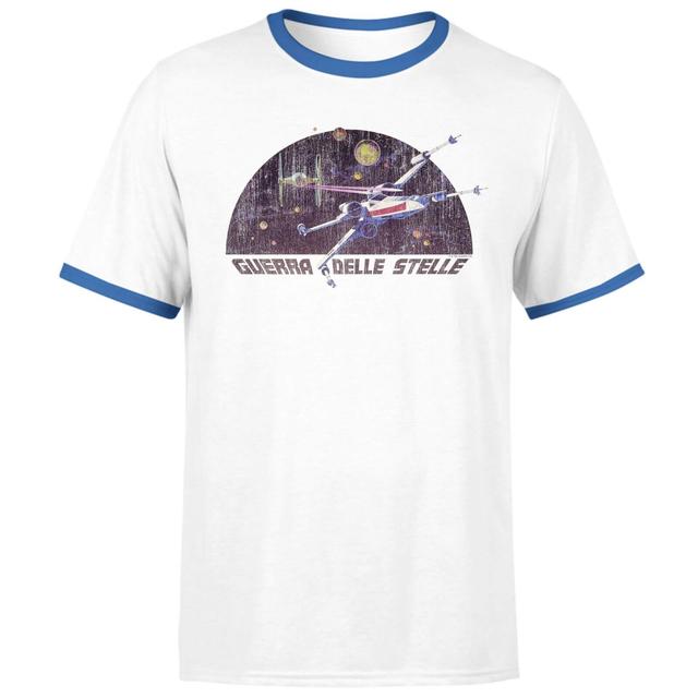 Star Wars X-Wing Italian Men's T-Shirt - White / Blue Ringer - L on Productcaster.