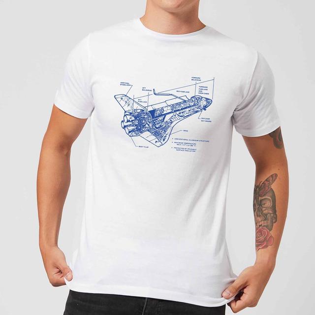 Shuttle Side View Schematic Men's T-Shirt - White - 5XL - Weiß on Productcaster.