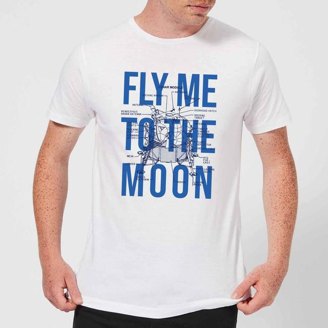 Fly Me To The Moon Blue Print Men's T-Shirt - White - XXL - Weiß on Productcaster.