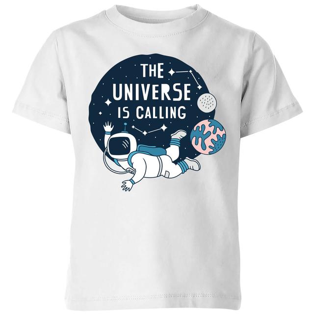 The Universe Is Calling Kids' T-Shirt - White - 7-8 Jahre - Weiß on Productcaster.