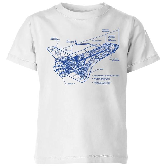 Shuttle Side View Schematic Kids' T-Shirt - White - 9-10 Jahre - Weiß on Productcaster.