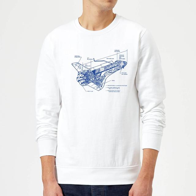 Shuttle Side View Schematic Sweatshirt - White - L - Weiß on Productcaster.