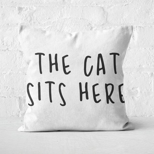 The Cat Sits Here Square Cushion - 40x40cm - Soft Touch on Productcaster.