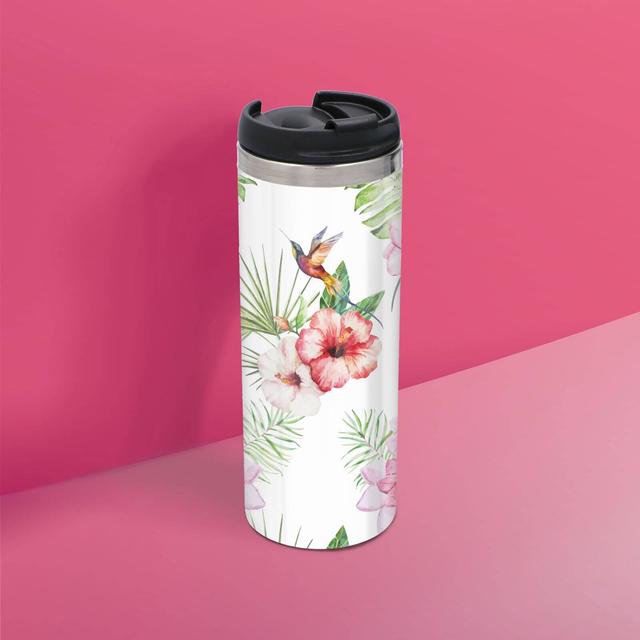 Pink Flower Hummingbird Stainless Steel Travel Mug on Productcaster.