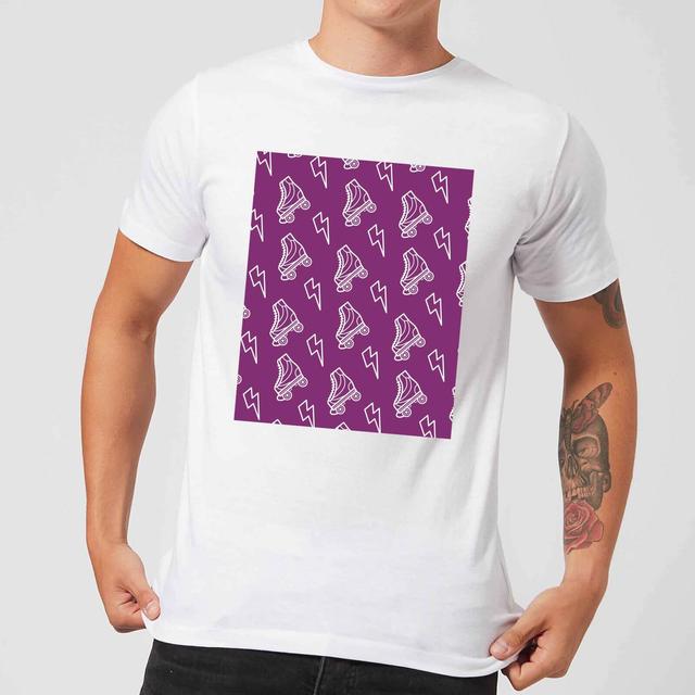 Roller Skate Pattern Purple Men's T-Shirt - White - XXL - White on Productcaster.