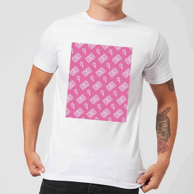 Cassette Tape Pattern Pink Men's T-Shirt - White - S - Weiß on Productcaster.