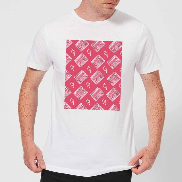 Boombox Pattern Pink Men's T-Shirt - White - M - Weiß on Productcaster.