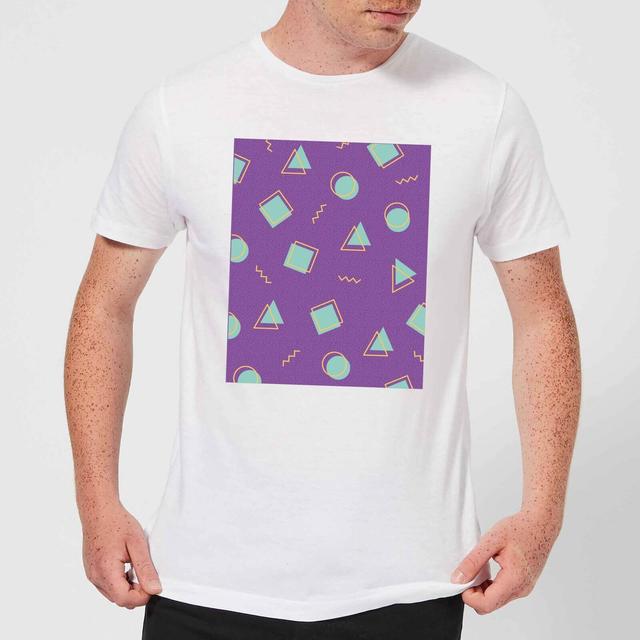 90's Circle Square Triangle Pattern Men's T-Shirt - White - S - Weiß on Productcaster.