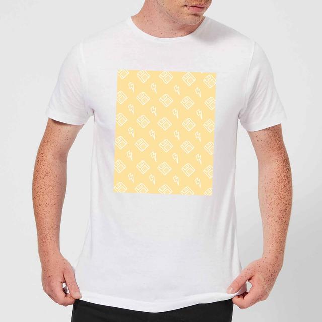 Floppy Disc Pattern Yellow Men's T-Shirt - White - M - Weiß on Productcaster.