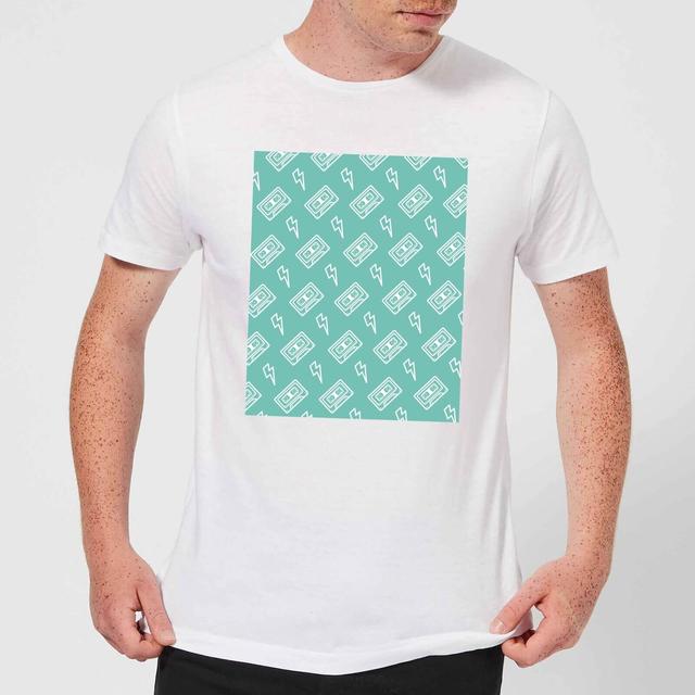 Cassette Tape Pattern Green Men's T-Shirt - White - XXL - Weiß on Productcaster.