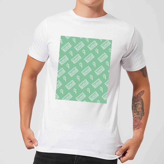 VHS Tape Pattern Green Men's T-Shirt - White - XXL - Weiß on Productcaster.