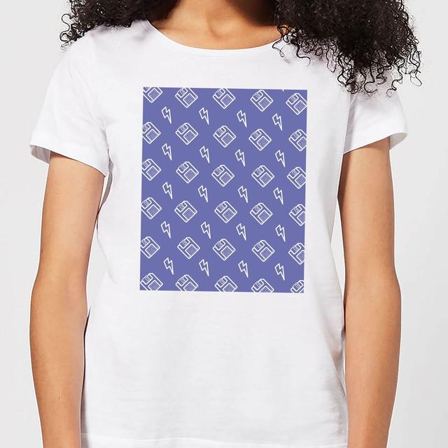 Floppy Disc Pattern Purple Women's T-Shirt - White - M - Weiß on Productcaster.