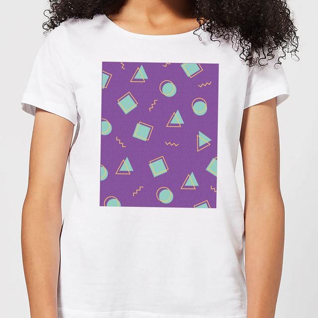 90's Circle Square Triangle Pattern Women's T-Shirt - White - S - Weiß on Productcaster.