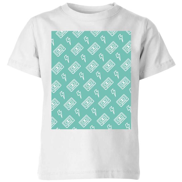 Cassette Tape Pattern Green Kids' T-Shirt - White - 3-4 Jahre - Weiß on Productcaster.