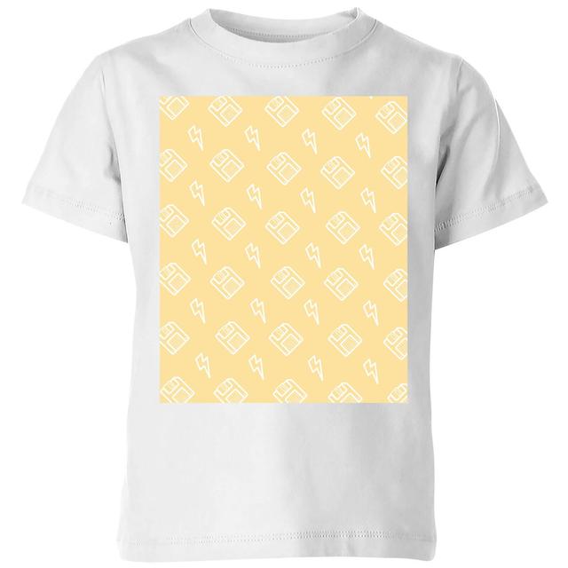 Floppy Disc Pattern Yellow Kids' T-Shirt - White - 3-4 Jahre - Weiß on Productcaster.