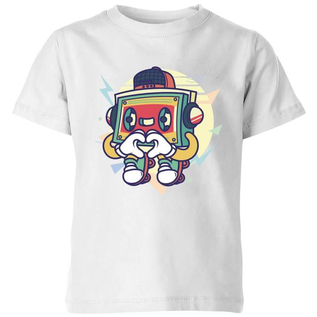 Cassette Tape Love Character Kids' T-Shirt - White - 3-4 Years - White on Productcaster.