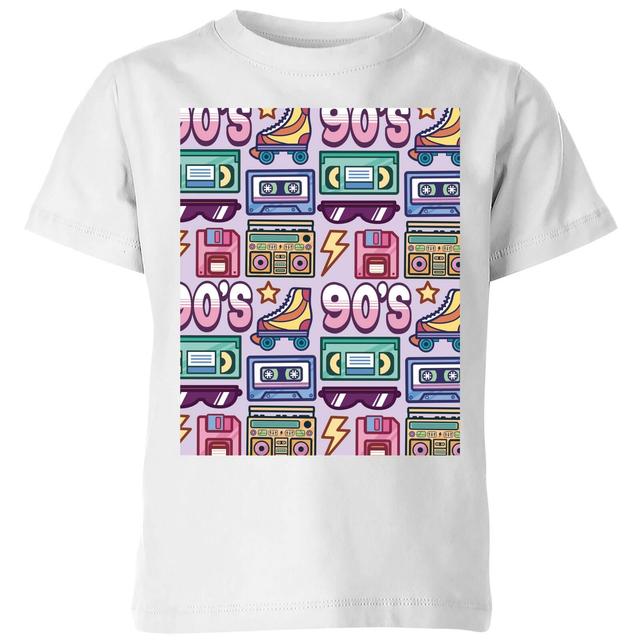 90's Product Tiled Pattern Kids' T-Shirt - White - 9-10 Jahre - Weiß on Productcaster.