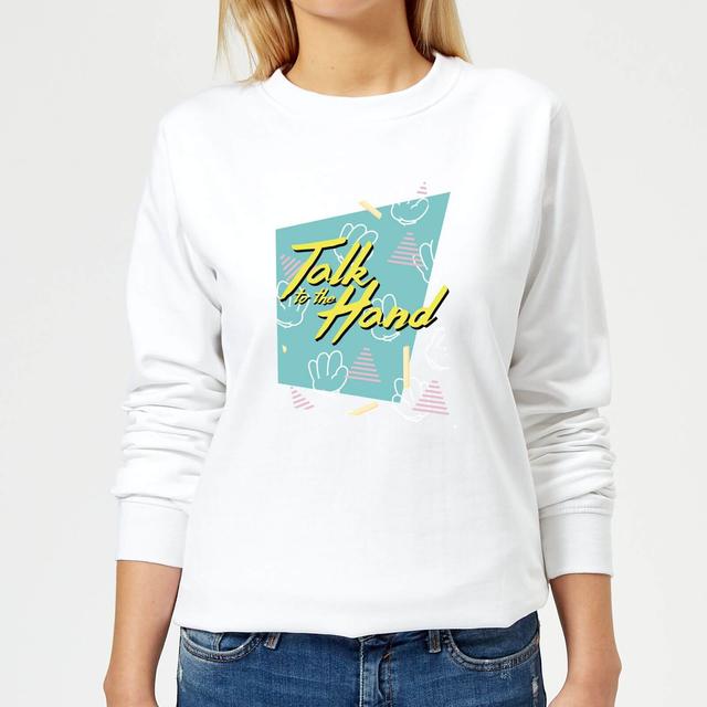 Talk To The Hand Square Patterned Background Women's Sweatshirt - White - M - White on Productcaster.