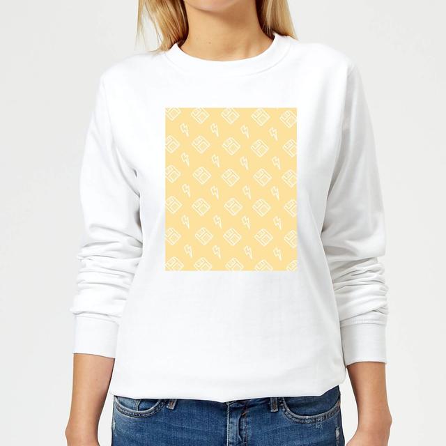 Floppy Disc Pattern Yellow Women's Sweatshirt - White - XXL - White on Productcaster.