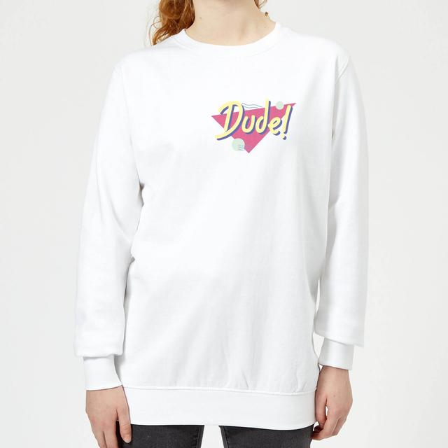 Dude! Pocket Print Women's Sweatshirt - White - XS - Weiß on Productcaster.