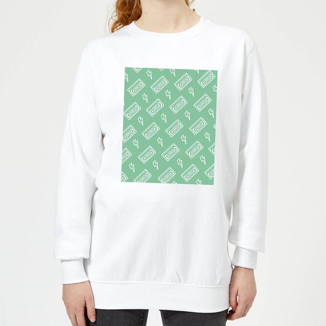 VHS Tape Pattern Green Women's Sweatshirt - White - XS - Weiß on Productcaster.